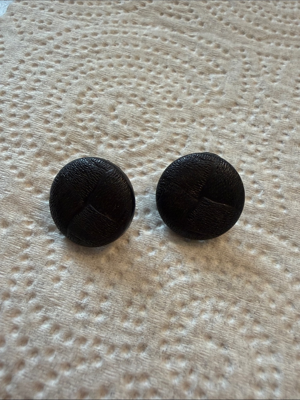 Black Round Leatherette Button Pair